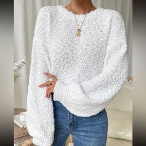 SHEIN Popcorn knit drop shoulder sweater